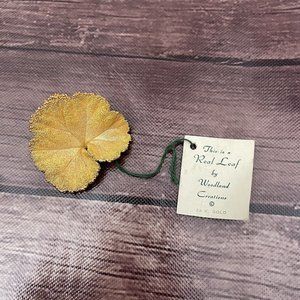 Woodland Creations Real Leaf Pin Brooch 24K Gold